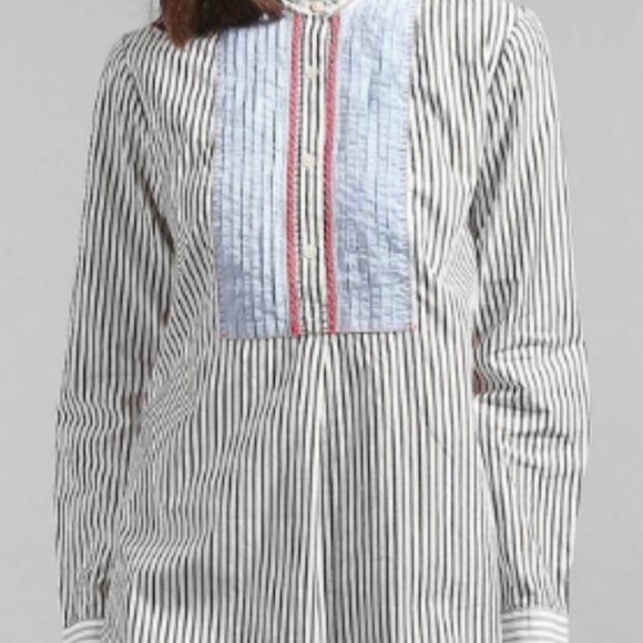GAP Striped Cotton Crochet Popover Shirt Tunic Top - Picture 5 of 10